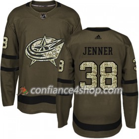Adidas Maillot de Hockey Blue Jackets Boone Jenner 38 2017-2018 Camo Vert Authentic - Homme